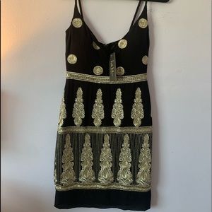 Nicole miller black and gold glitter sz4 dress